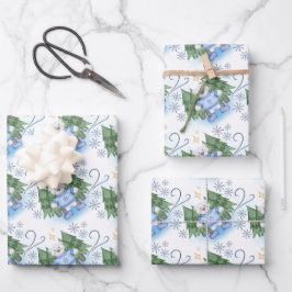 Festliche Polar Bären Weihnachtsfeiertag Geschenkpapier Set