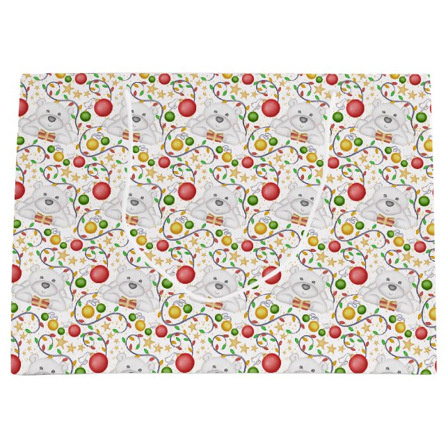 Festliche Polar Bären Weihnachtsfeiertag Große Geschenktüte (Vorderseite)