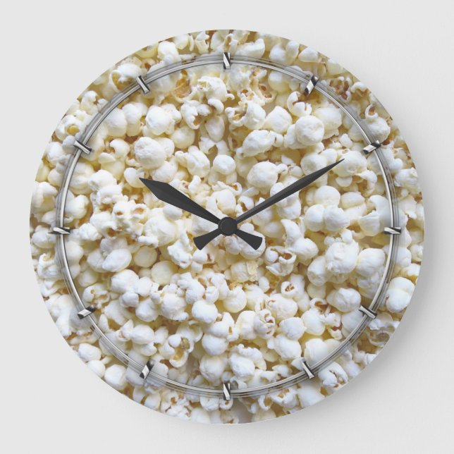 Festliche Popcorn-Dekor-Fotografie Große Wanduhr (Vorderseite)