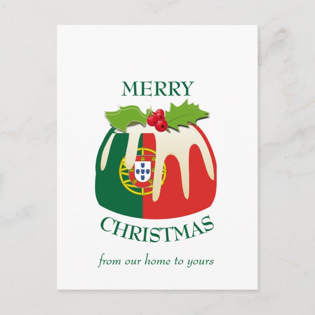 Festliche Pudding mit PORTUGAL FLAG Weihnachten Postkarte (Vorderseite)