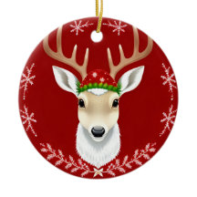 Festliche Reindeer-Illustration mit rotem Hintergr