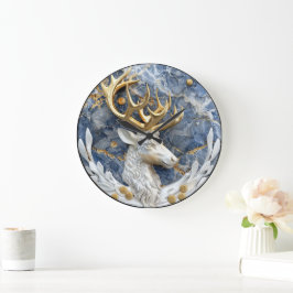 Festliche Rentier Wonderland Szene Große Wanduhr