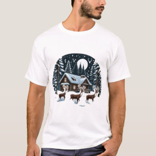 Festliche Rentiere im Schneehüttenwald T-Shirt