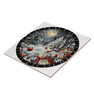 Festliche Rentiere in einem Winterwunderland bei D Fliese