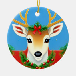 Festliche Rentierfeier mit Festspielhaus Keramik Ornament