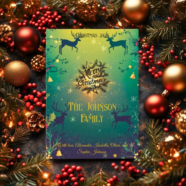 Festliche Rentierszene mit maßgeschneidertem Famil Einladung (Von Creator hochgeladen)
