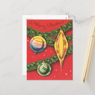 festliche retro vintage Weihnachtsbirnen Feiertagspostkarte
