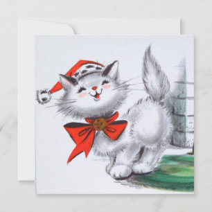Festliche Retro-Vintage-Weihnachtskatzenparty Einladung