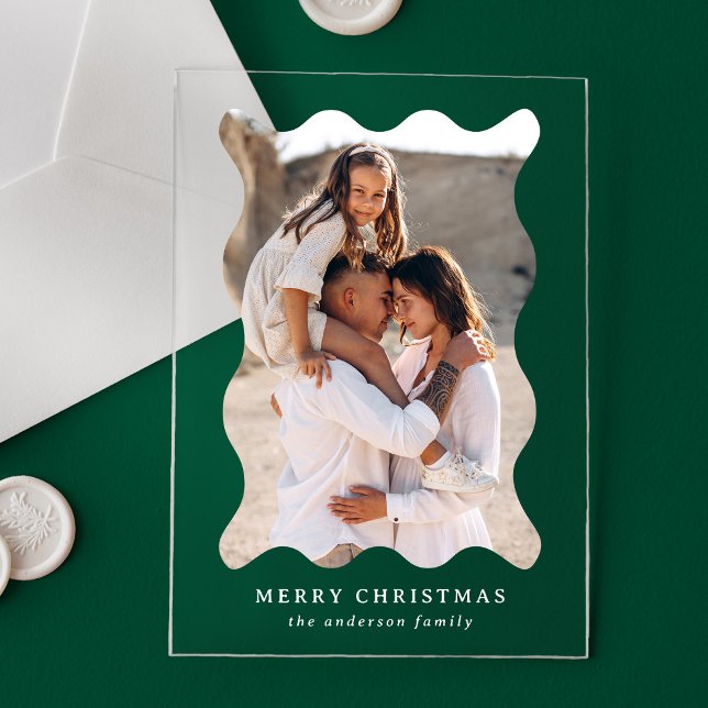 Festliche Retro Wavy Frame Fotokarte Acryleinladungen (Von Creator hochgeladen)