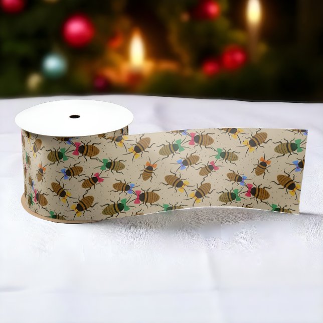 Festliche Roaches mit Bows Weihnachten Satinband (Quirky Christmas ribbon with roaches in colorful bows, perfect for fun holiday wrapping and décor)