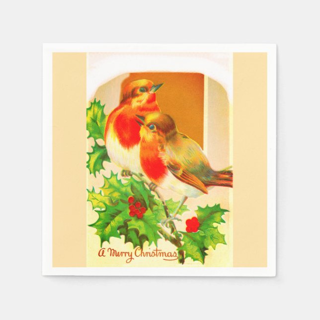 Festliche Robinen Serviette (Vorderseite)