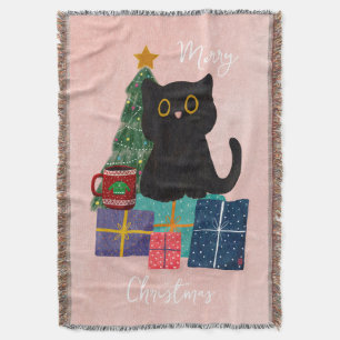 Festliche Rosa Frohe Weihnachten Niedlicher Kaffee Decke