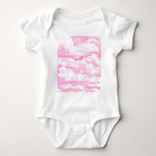 Festliche rosa Rosen-Wolken Baby Strampler