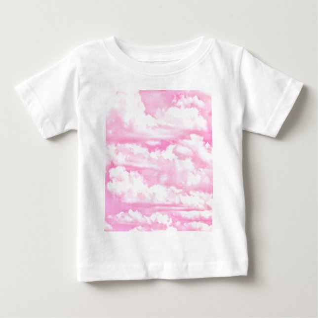 Festliche rosa Rosenwolken Baby T-shirt (Vorderseite)