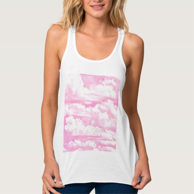 Festliche rosa Rosenwolken Tank Top (Vorderseite)