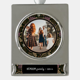 Festliche Rosa Weihnachten Weihnachten Foto Banner-Ornament Silber