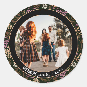 Festliche Rosa Weihnachten Weihnachten Foto Runder Aufkleber