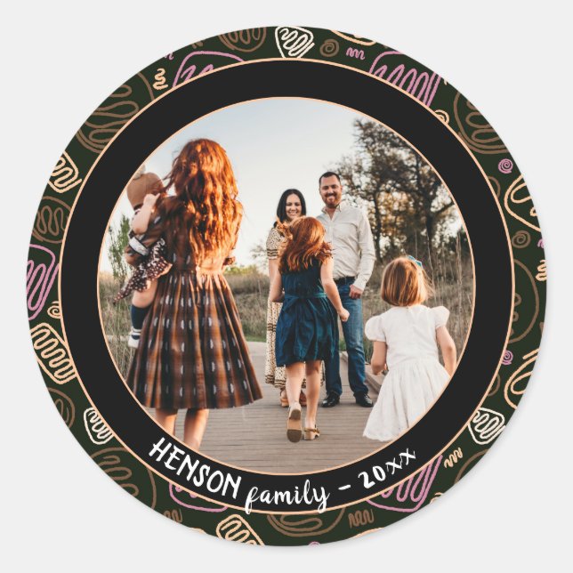 Festliche Rosa Weihnachten Weihnachten Foto Runder Aufkleber (Vorderseite)