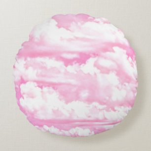 Festliche rosa Wolken Rundes Kissen