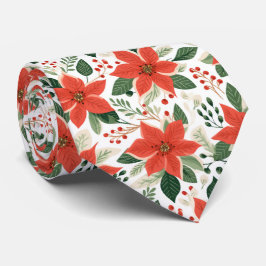 Festliche rote Poinsettien Krawatte