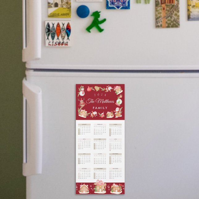 Festliche Santa Gingerbread House Magnetkarte 2024 (Festive Santa Gingerbread House 2024 Magnetic Card)