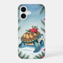 Festliche Schildkröte Flach Feiertag iPhone 16 Hülle