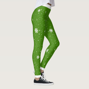 Festliche Schneeflocken auf GREEN Leggings