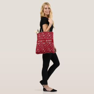 Festliche Schneeflocken-Tasche auf Rot