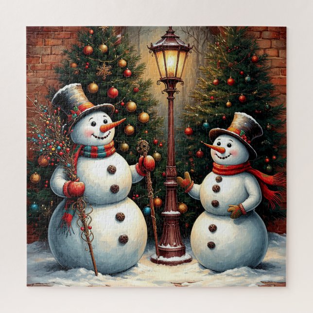 Festliche Schneemassen und Weihnachtsbäume Puzzle (Vertikal)