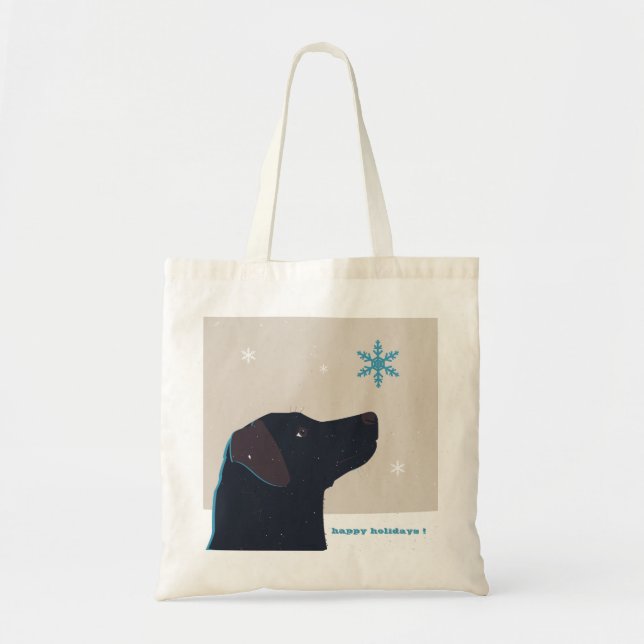 Festliche schwarze Labrador-Taschen-Tasche Tragetasche (Vorne)