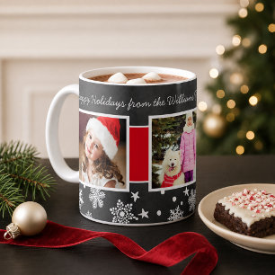 Festliche schwarze Tafel-Weihnachtsfotocollage Kaffeetasse