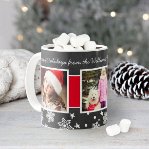 Festliche schwarze Tafel-Weihnachtsfotocollage Kaffeetasse