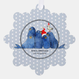 Festliche Sea Lions Aquarellpapier-Ornament-Karte Ornament Karte