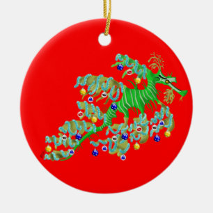 Festliche Seedrache-Verzierung Keramik Ornament