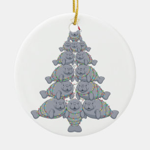 Festliche Seekuh-Weihnachtsbaum mit magischem Ozea Keramik Ornament