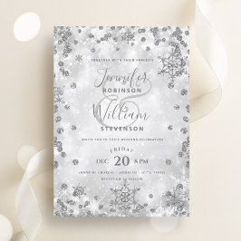 Festliche Silver SPARKLE Hochzeit im Winter Einladung