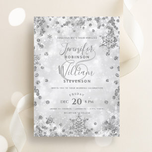 Festliche Silver SPARKLE Hochzeit im Winter Einladung