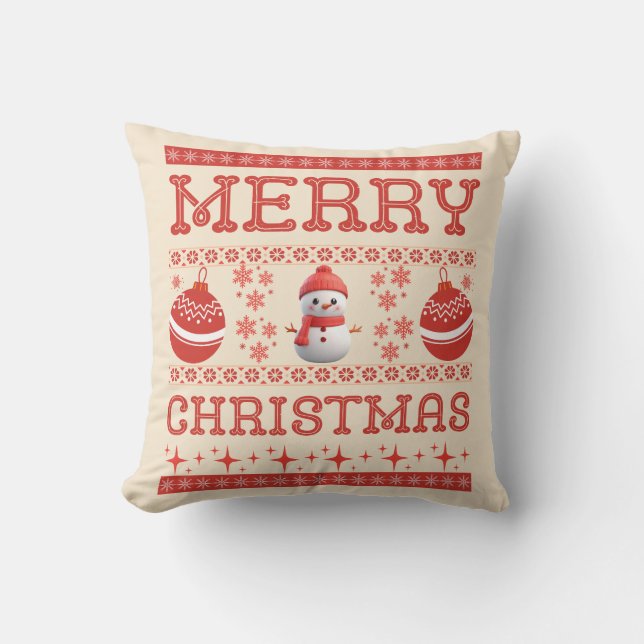 Festliche Snowman Weihnachtsbaum Kissen (Vorderseite)