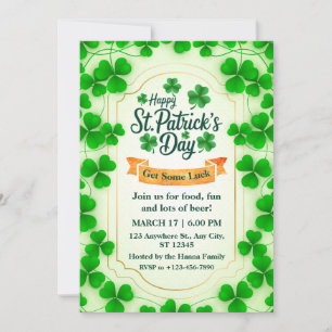 Festliche St. Patrick's Day Party I Kleeblatt-Rand Einladung