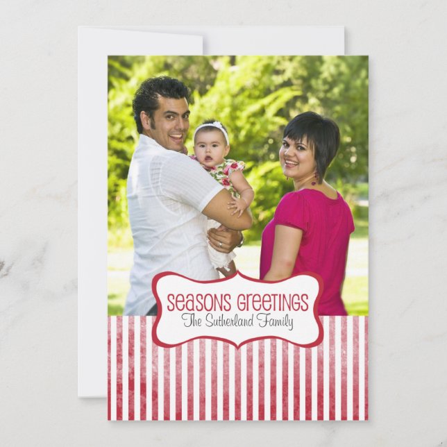 Festliche Streifen Foto Feiertag Gruß Feiertagskarte (Vorderseite)