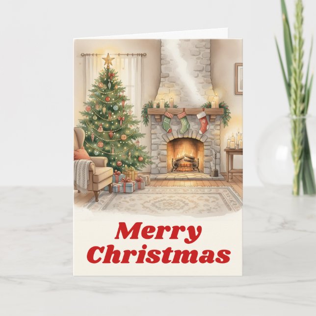 Festliche Strümpfe am Kamin Weihnachten (Vorderseite)
