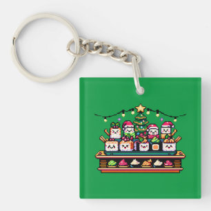 Festliche Sushi Weihnachtsbaum - Niedliche Pixel A Schlüsselanhänger