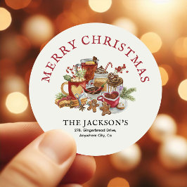 Festliche süße Leckereien Weihnachten Rücksendeadr Runder Aufkleber