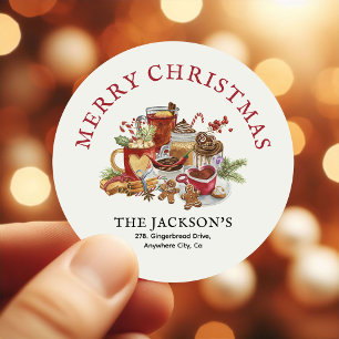 Festliche süße Leckereien Weihnachten Rücksendeadr Runder Aufkleber