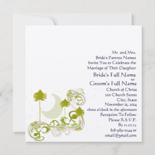 Festliche Swirl-Mondbaum-Hochzeitseinladung im Qua Einladung