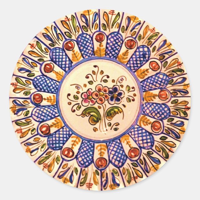 Festliche Talavera Cinco Runder Aufkleber (Vorderseite)