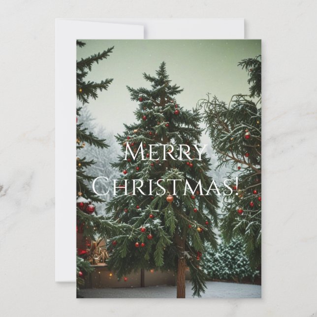 Festliche Tannen, geschmückt mit Girlanden  Feiertagskarte (Vorderseite)