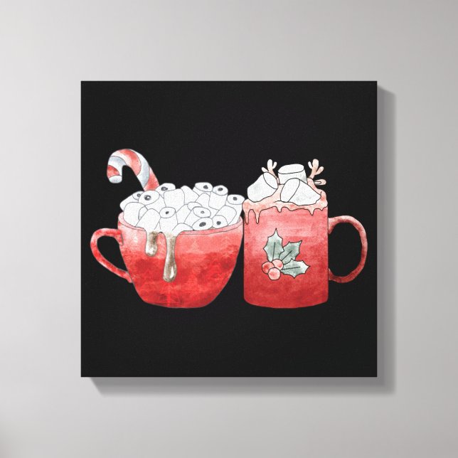 Festliche Tasse mit Marshmallows Leinwanddruck (Vorderseite)