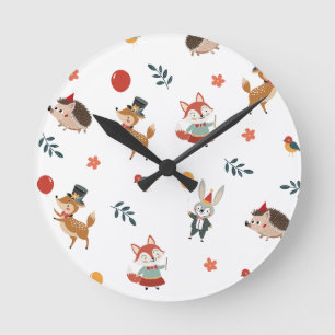 Festliche Tiere Runde Wanduhr