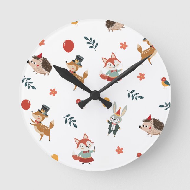 Festliche Tiere Runde Wanduhr (Vorderseite)
